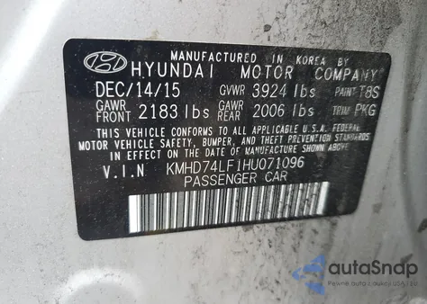 2017 Hyundai Elantra Se from USA, damaged, VIN KMHD74LF1HU071096
